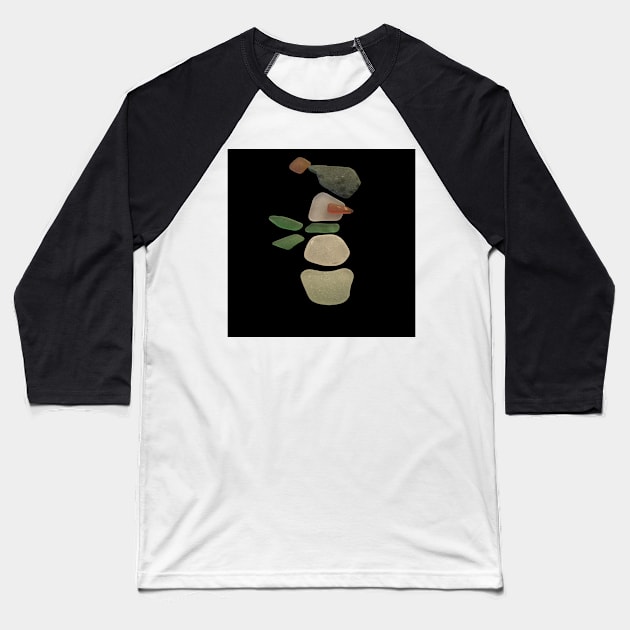 Sea Glass Snowman Baseball T-Shirt by aldersmith